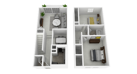 Two Bedroom, One and a Half Bathroom, 980 Sq. Ftat Olde Towne Apartments in Middletown, OH